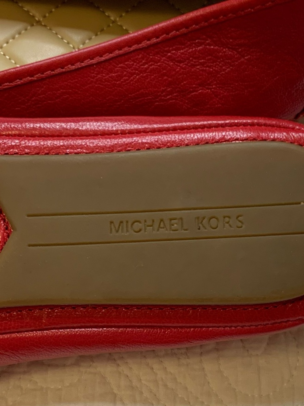 Michael Kors Lillie Premium Leather  Moccasin Flats in Bright Red - Picture 12 of 13
